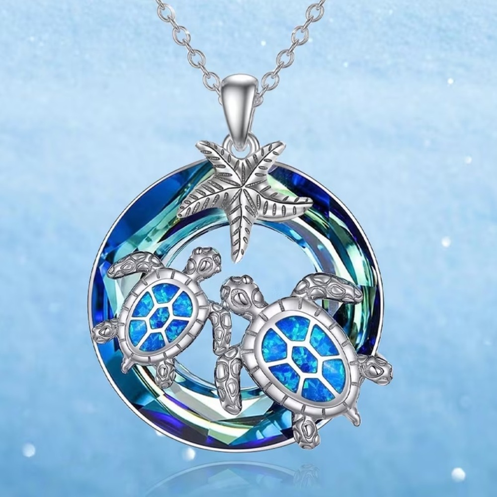 Sea Turtle and Starfish Pendant Necklace